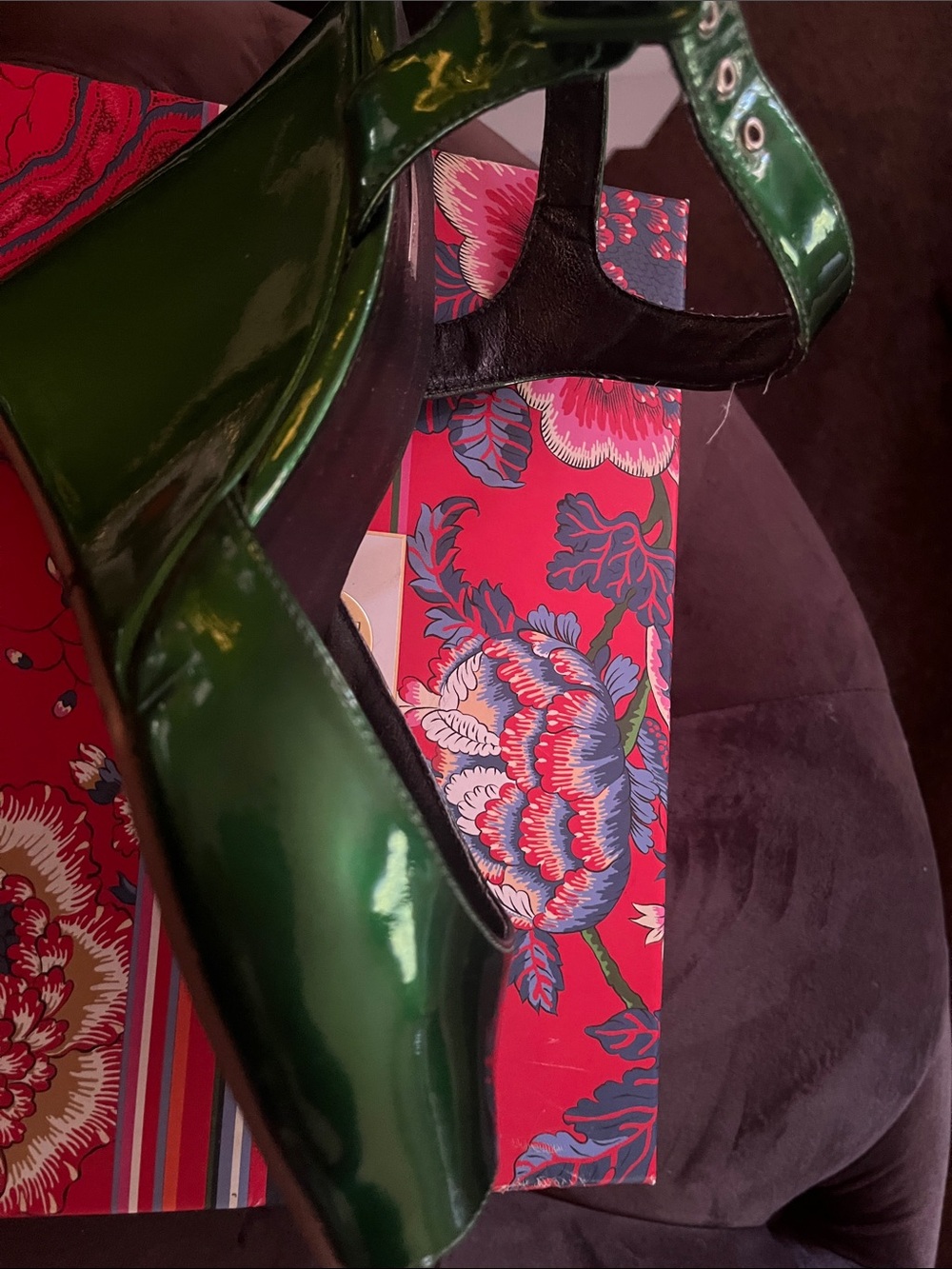 Michael Antonio Emerald Patent Platform Sandals